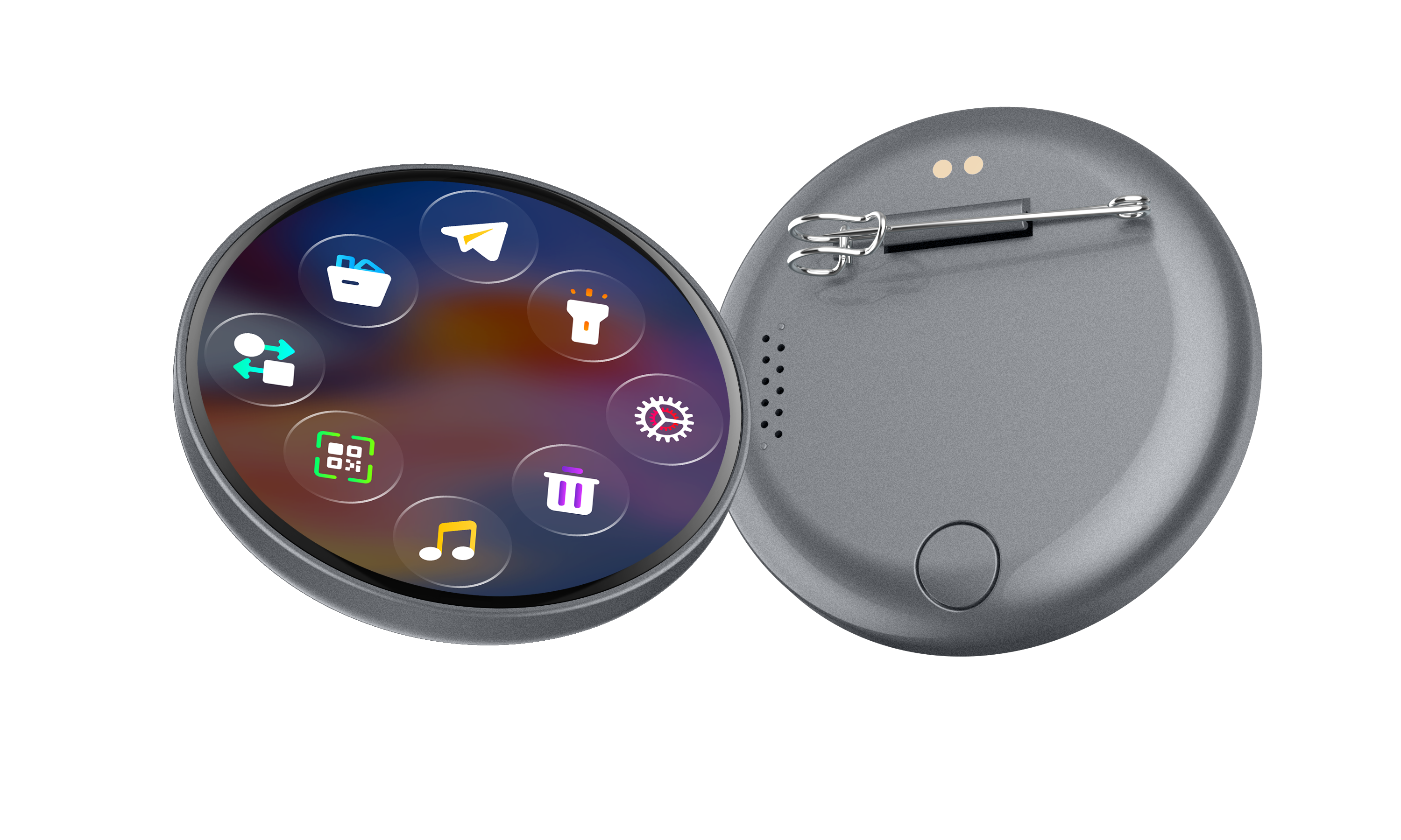 Black smart badge product photo.